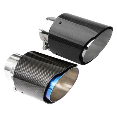 qualidade  Universal Automotive Yaoyue Exhaust System Real Carbon Fiber Muffler Tips Exhaust Pipes Stainless Blue 63mm fábrica
